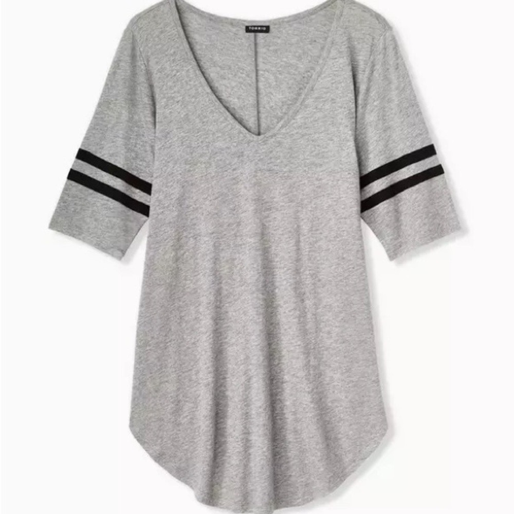 Torrid dark grey heritage slub varsity tunic tee. Size 6X